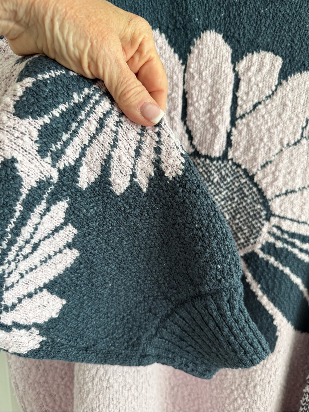 Free People Daisy Intarsia Crewneck Sweater - Pink & Navy - Picture 3 of 5